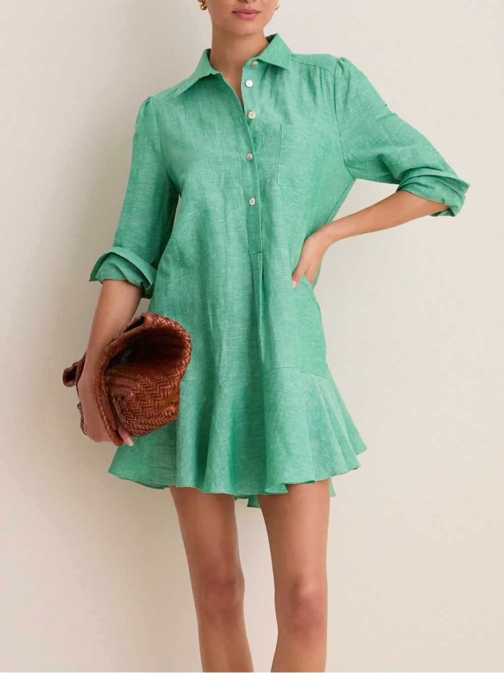 Tuckernuck Sea Green Callahan Linen Shirt Dress